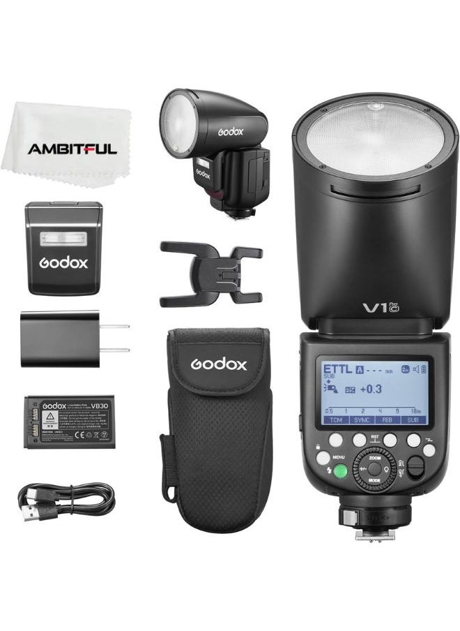Godox V1Pro C Camera Flash Light For Canon– V1 Pro-C 76Ws TTL Speedlight with Round Head, HSS, 2.4GHz Wireless, Li-ion Battery, SU-1 External Flash – Compatible with Canon, Godox Trigger – Professional Photography Light