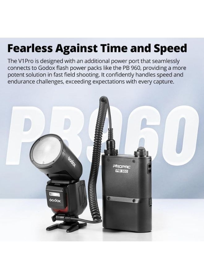 Godox V1Pro C Camera Flash Light For Canon– V1 Pro-C 76Ws TTL Speedlight with Round Head, HSS, 2.4GHz Wireless, Li-ion Battery, SU-1 External Flash – Compatible with Canon, Godox Trigger – Professional Photography Light