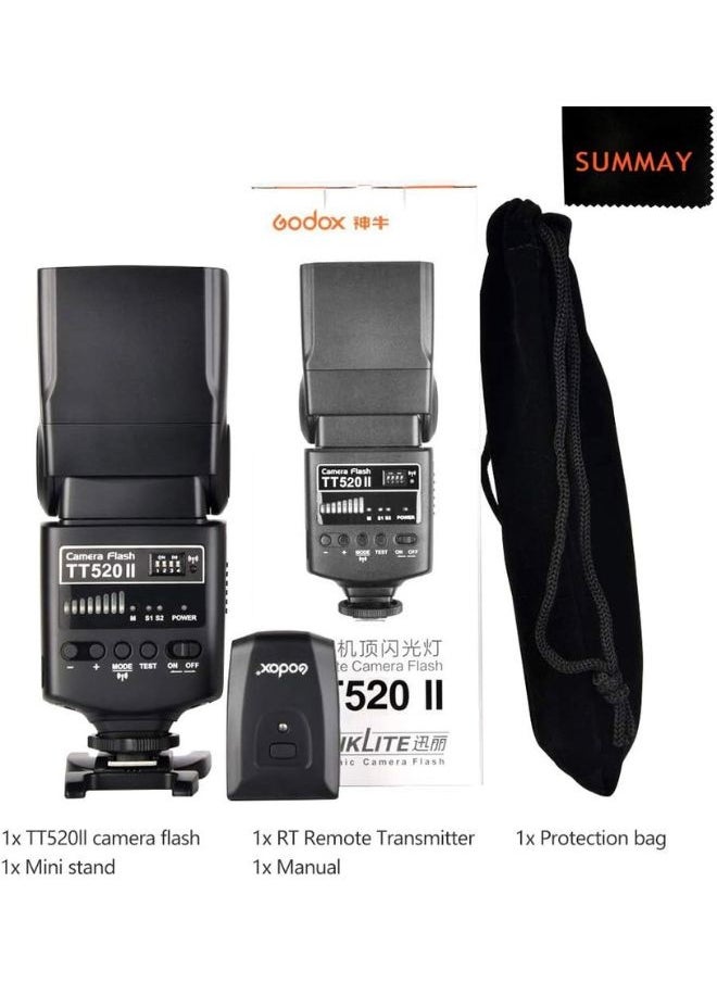 Godox TT520II Universal Camera Flash Speedlite + Wireless Trigger | GN33, 5600K, Fast Recycle | Compatible with Canon, Nikon, Sony & All DSLR Cameras | Professional Godox Flash for Photography & Studio Use