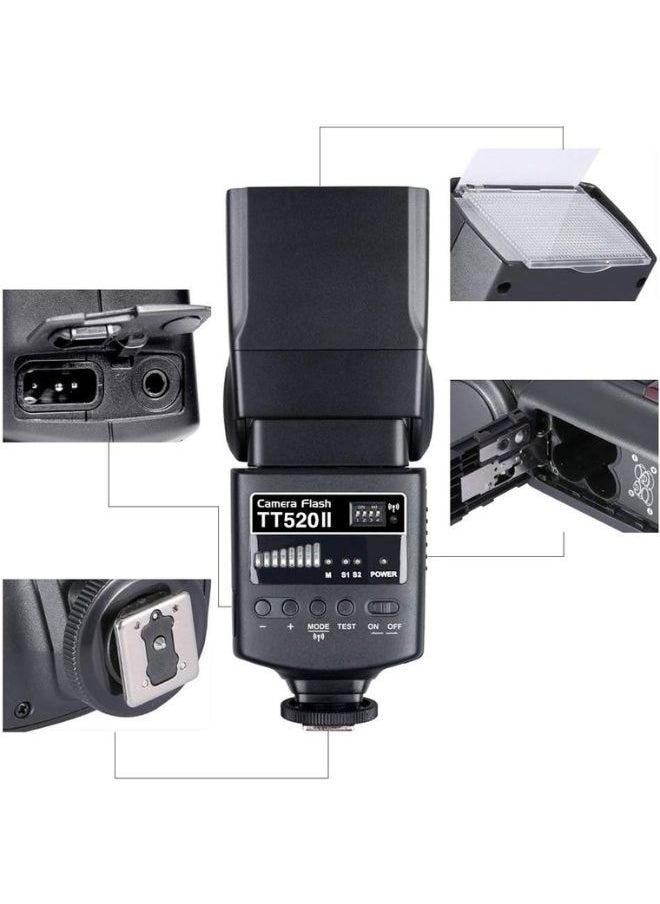 Godox TT520II Universal Camera Flash Speedlite + Wireless Trigger | GN33, 5600K, Fast Recycle | Compatible with Canon, Nikon, Sony & All DSLR Cameras | Professional Godox Flash for Photography & Studio Use