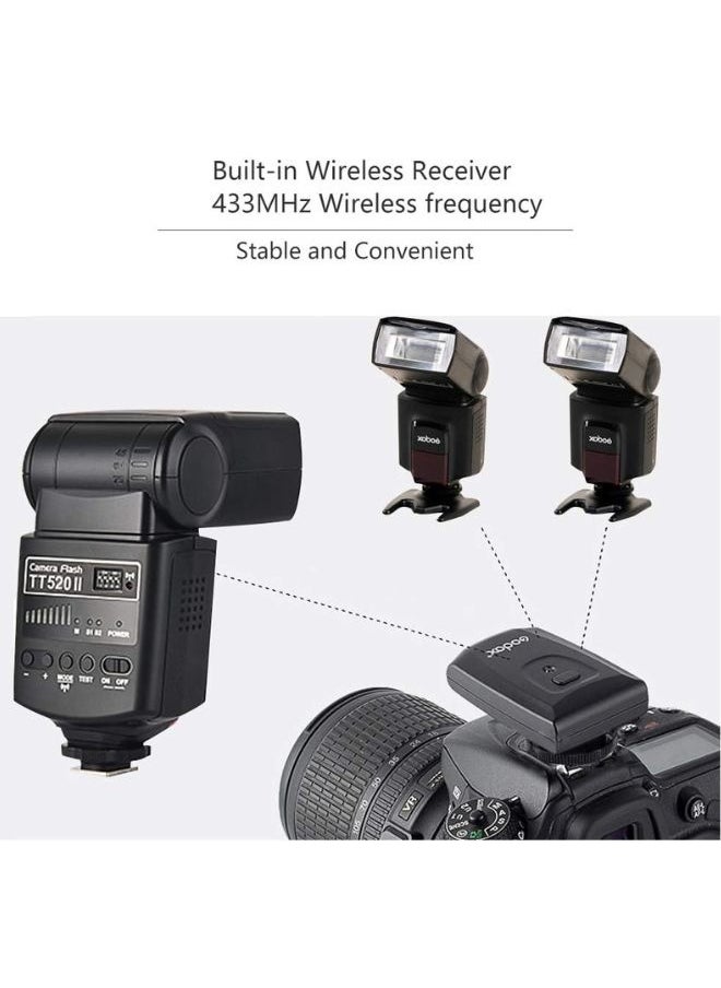 Godox TT520II Universal Camera Flash Speedlite + Wireless Trigger | GN33, 5600K, Fast Recycle | Compatible with Canon, Nikon, Sony & All DSLR Cameras | Professional Godox Flash for Photography & Studio Use