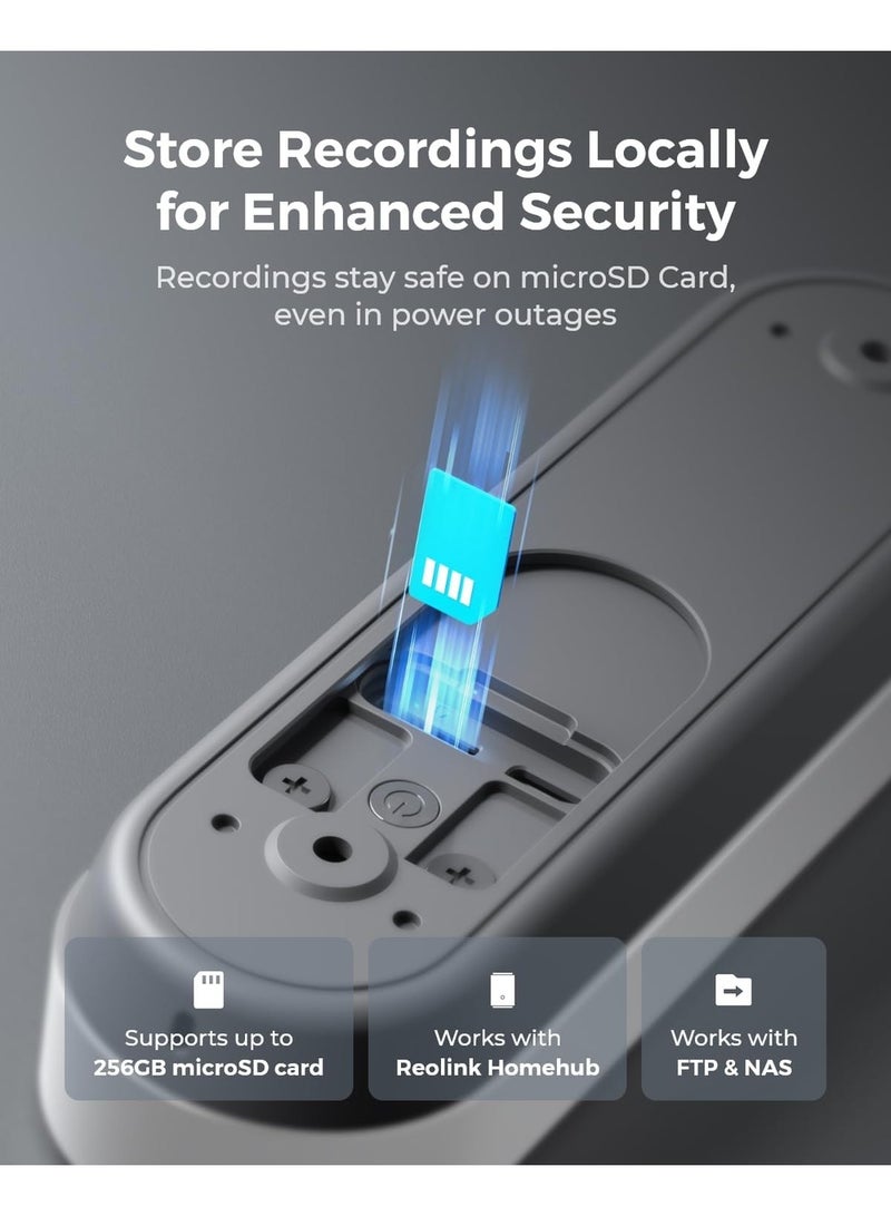 2K Battery Doorbell Camera Wireless, Video Doorbell Camera with Head-to-Foot View, People/Vehicle/Package Recognition, 2.4/5GHz WiFi, 2-Way Audio, Local Storage