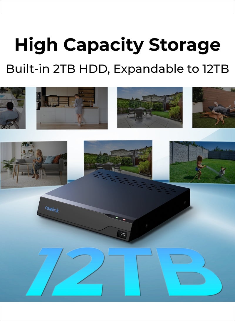 2K+ 5MP 8-Channel PoE NVR Surveillance Camera System, 4x PoE IP Security Camera Outdoor with Person Vehicle Detection, 2TB HDD for 24/7 Recording, NVS8-5MB4