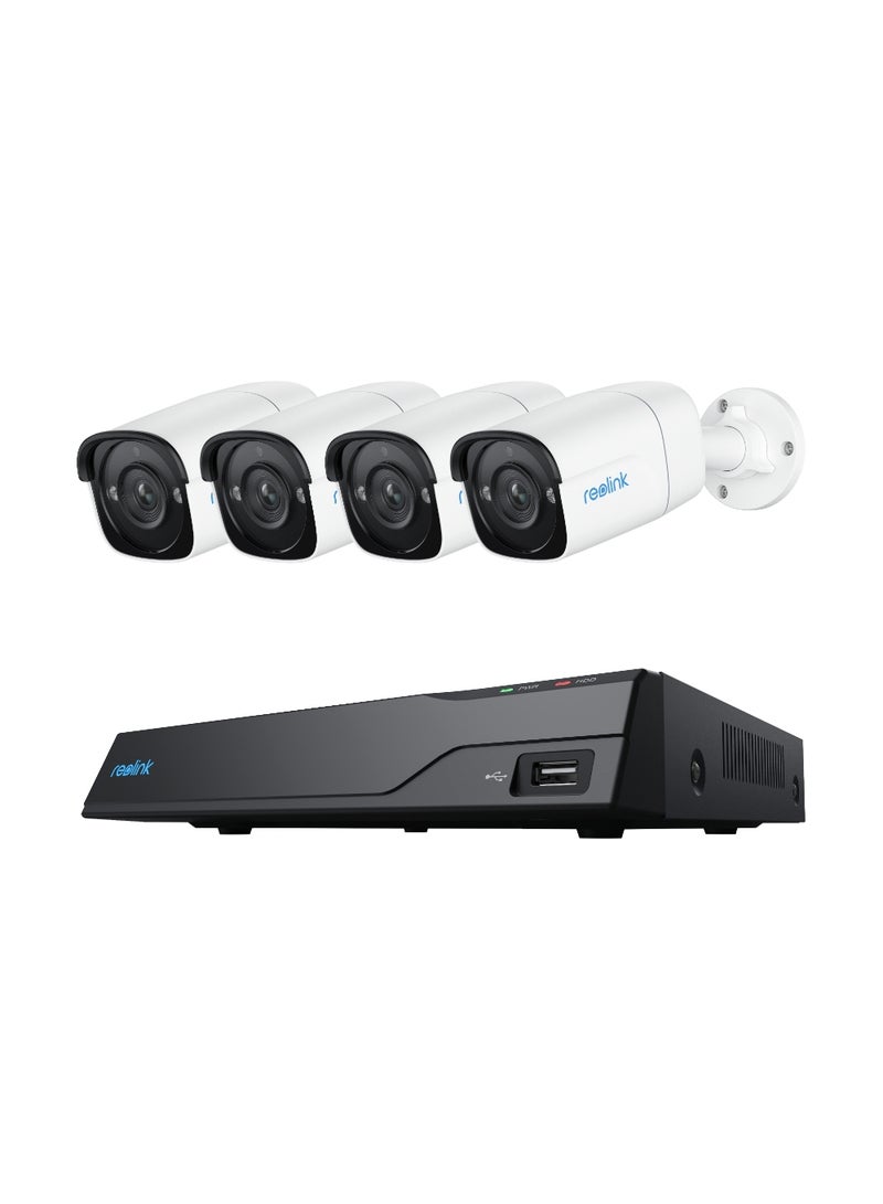 2K+ 5MP 8-Channel PoE NVR Surveillance Camera System, 4x PoE IP Security Camera Outdoor with Person Vehicle Detection, 2TB HDD for 24/7 Recording, NVS8-5MB4