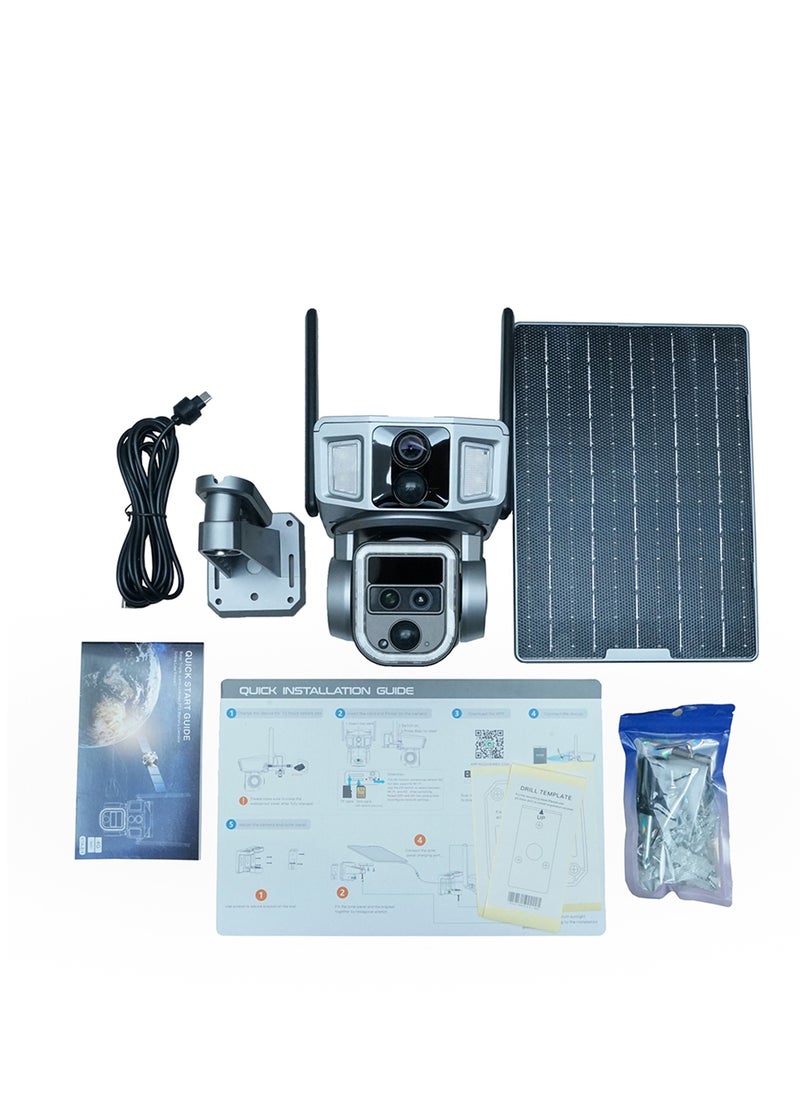 Y7A 8MP Solar/Battery-Powered Security Camera – 4K Resolution, 355° PTZ, 90° Vertical Tilt, 10X Zoom, IR Night Vision, IP66 Waterproof, 4G/Wi-Fi Connectivity, Two-Way Audio, Human Body Induction, TF Card/Cloud Storage, 4x18650 Batteries, 9W Solar Panel, App Connectivity, Wireless Outdoor Security Camera for Home, Garden, and Property Protection, Solar Camera for Off-Grid Surveillance, Wireless Solar Powered Camera, High-Resolution Solar Camera with App Integration