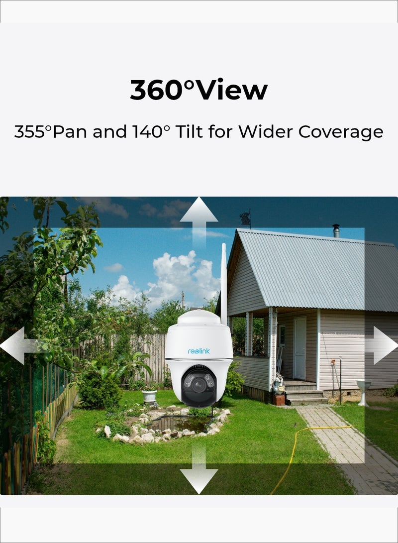 2K+ Security Camera Wireless Outdoor, Pan Tilt Solar Powered, 5MP Color Night Vision, 2.4/5GHz WiFi, Siren, Waterproof, Argus PT