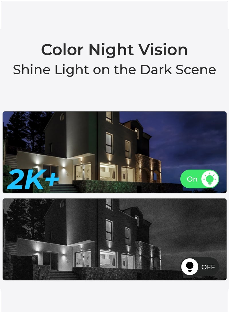 2K+ Security Camera Wireless Outdoor, Pan Tilt Solar Powered, 5MP Color Night Vision, 2.4/5GHz WiFi, Siren, Waterproof, Argus PT