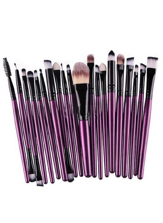 Pro 20Pcs Multifunction Cosmetic Powder Foundation Eyeshadow Eyeliner Lip Makeup Brushes Sets (Purpleblack)