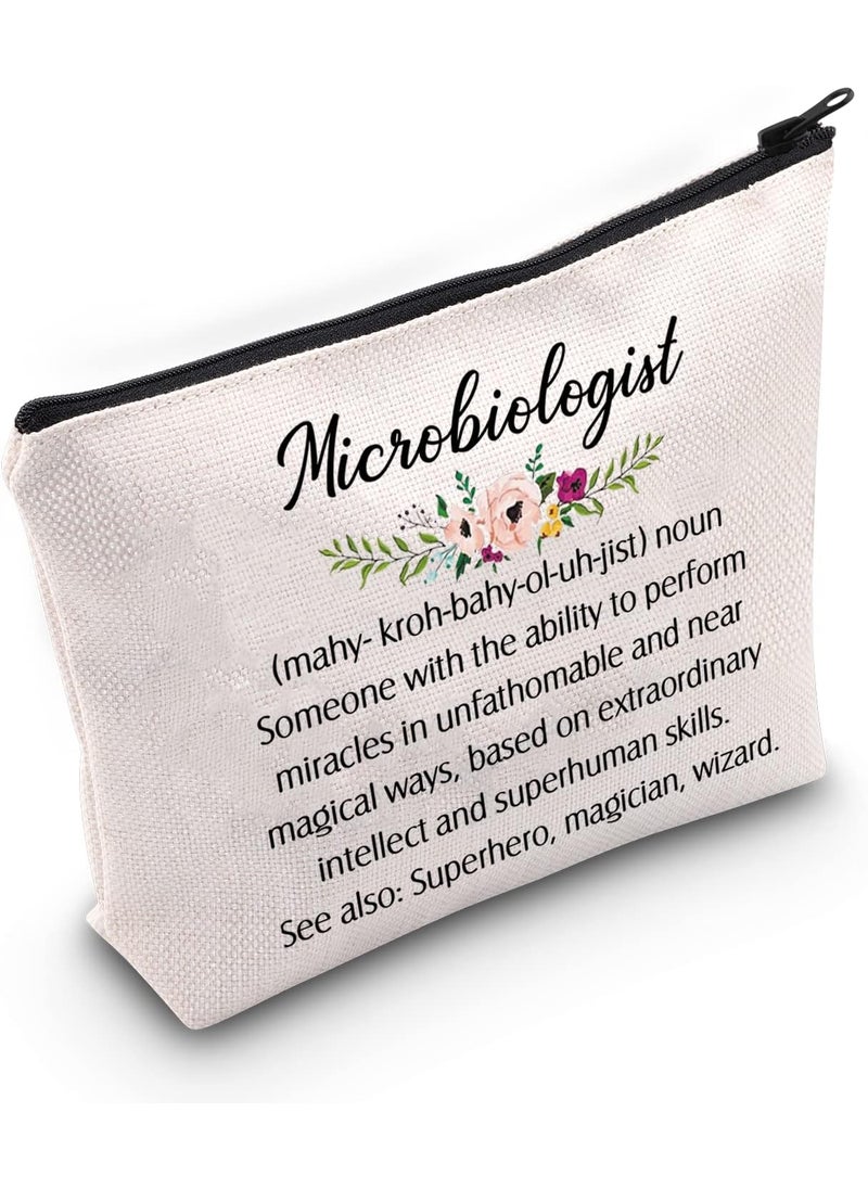 G2TUP Microbiologist Gift Microbiologist Definition Makeup Bag Microbiology Cosmetic Bag Lab Tech Gift Biology Teacher Gift Science Graduation Gift (Microbiologist Definition White Bag)