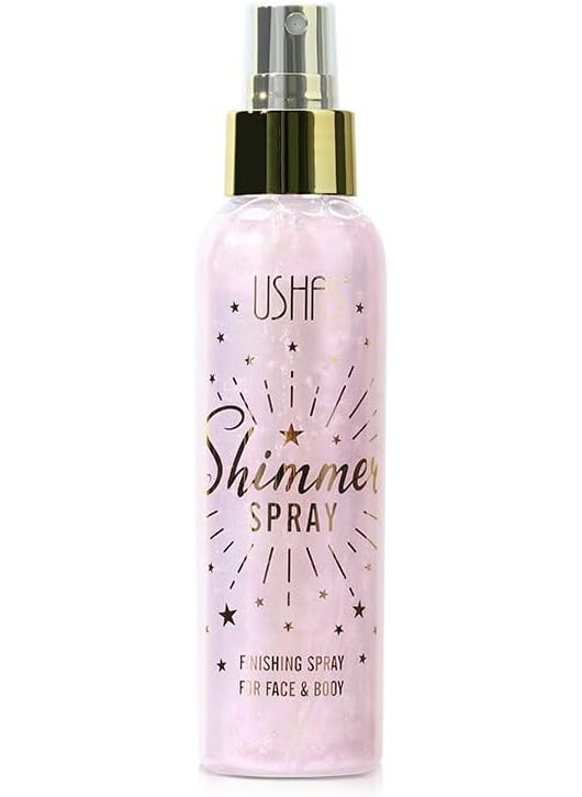 USHAS Body Glitter Spray 3.72 fl.oz - Temporary Body Shimmer Spray for Face, Hair, Clothing, Long Lasting Quick-Drying Shiny for Music Festival Rave (01)