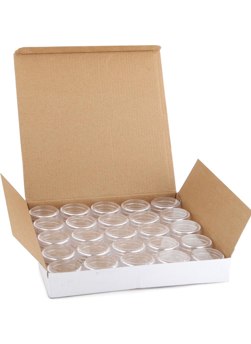 Vivaplex, 25 Clear, 20 Gram Plastic Pot Jars, Cosmetic Containers, With Lids.