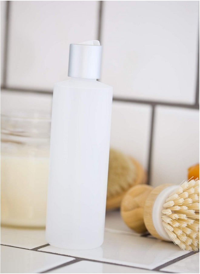 JUVITUS Clear Natural Refillable Plastic Squeeze Empty Bottle Containers with Disc Cap - 8 oz (2 Pack)