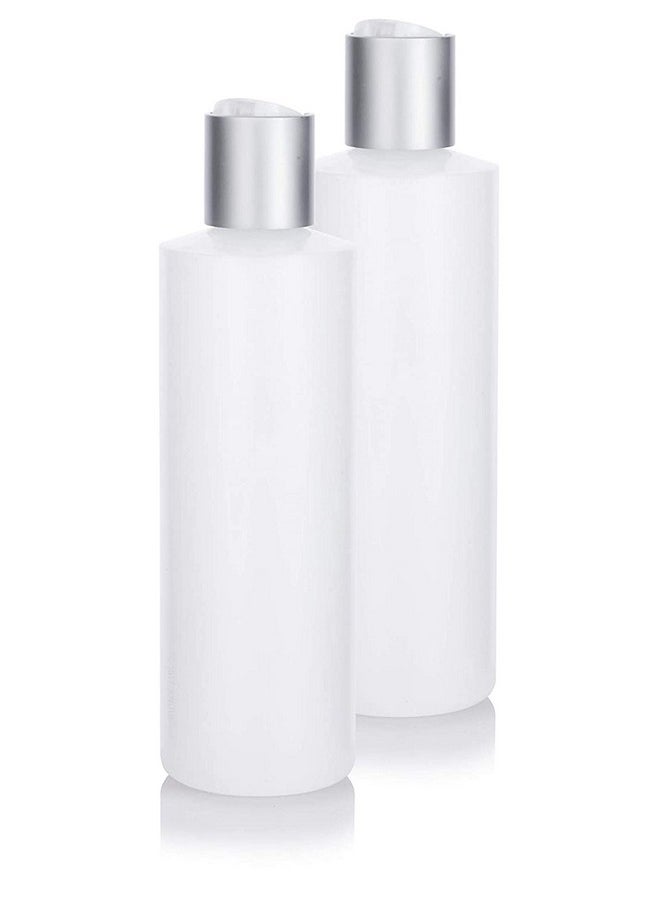 JUVITUS Clear Natural Refillable Plastic Squeeze Empty Bottle Containers with Disc Cap - 8 oz (2 Pack)