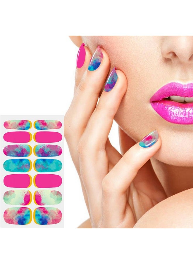 JERCLITY 336 Pieces 24 Sheets Women's Full Wrap Marble Nail Polish Strips Stickers Self-Adhesive Solid Color Gel Nail Strips Decals with Nail File for Women Girls Nail Decorations (Fresh Style)