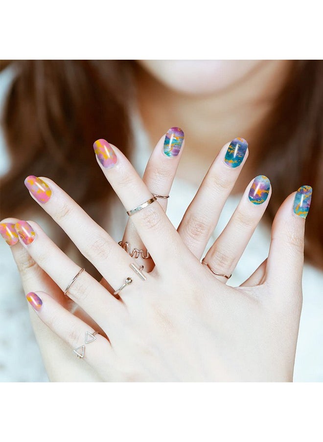 JERCLITY 336 Pieces 24 Sheets Women's Full Wrap Marble Nail Polish Strips Stickers Self-Adhesive Solid Color Gel Nail Strips Decals with Nail File for Women Girls Nail Decorations (Fresh Style)