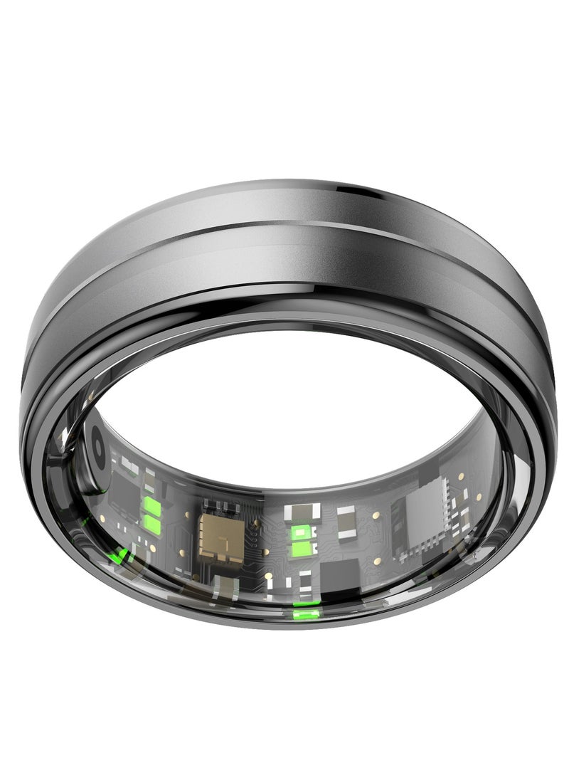 Smart Ring Health Observer with Wireless Charging Case / Size 10-19.8mm / Remote Snap / Sleep Monitoring / Heart Rate / Pressure / Oxygen / Steps & Distance / Stainless Steel Material / Dust Proof / Up to 7 Days Working Time - Black