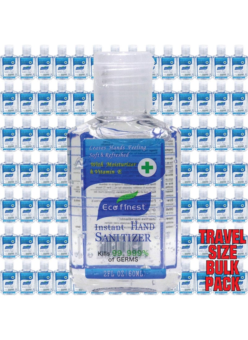 EcoFinest 2oz Hand Sanitizer Bulk Pack 96 PIECE No Rinse 75% Alcohol Travel Size Individual (BULK 96 PACK)