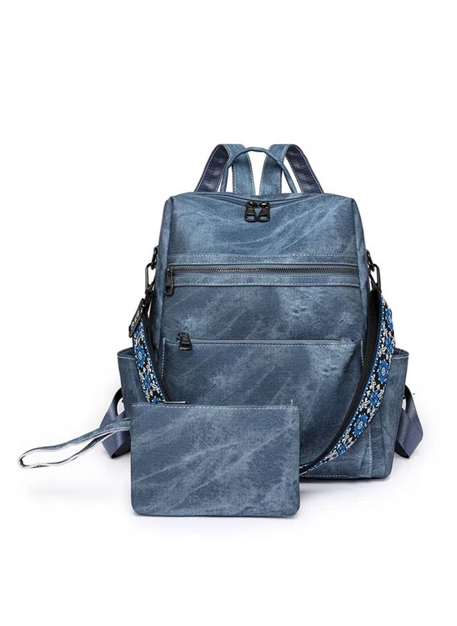 Backpack Purse for Women, Waterproof PU Leather Backpack, Anti-Theft Women Backpack, Lightweight Fashion Multipurpose , Blue
