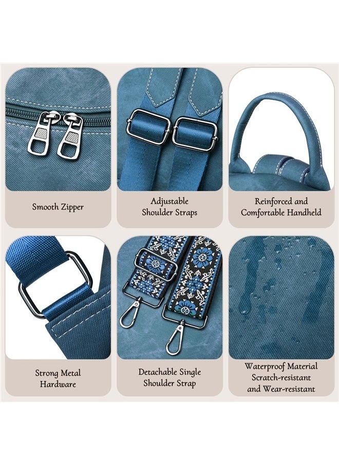 Backpack Purse for Women, Waterproof PU Leather Backpack, Anti-Theft Women Backpack, Lightweight Fashion Multipurpose , Blue