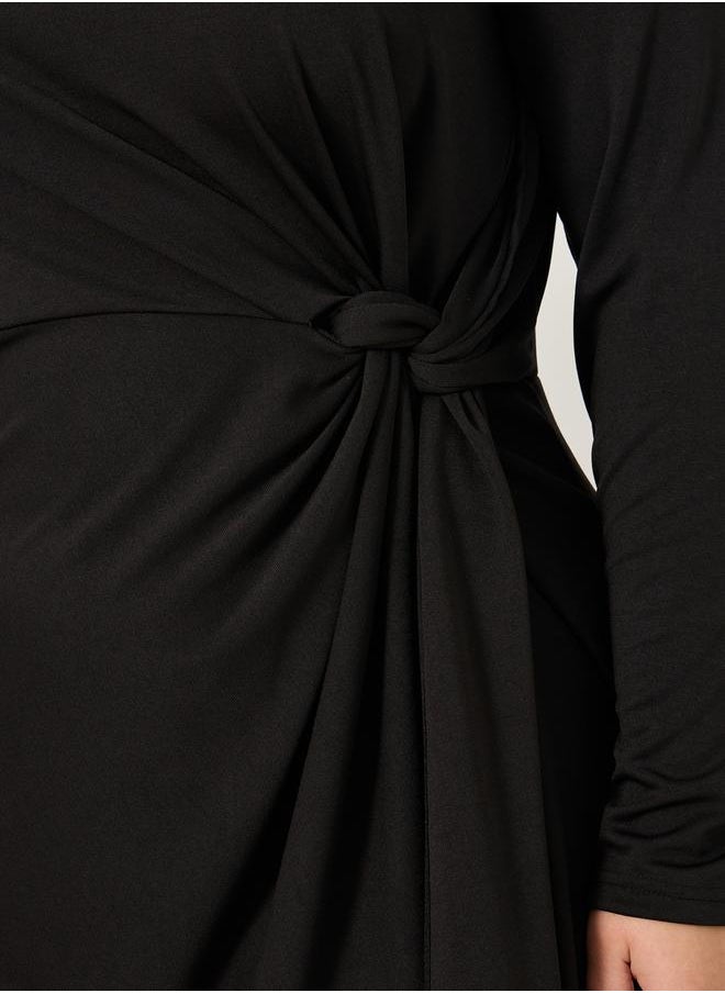 Plus Size Draped Tie Waist Detail A-Line Midi Dress