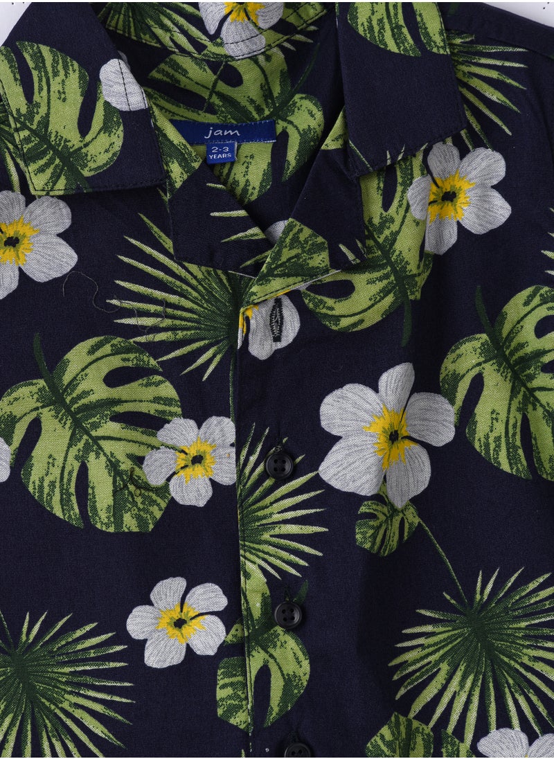 Boys Woven Cotton Hawaiian Floral Shirt