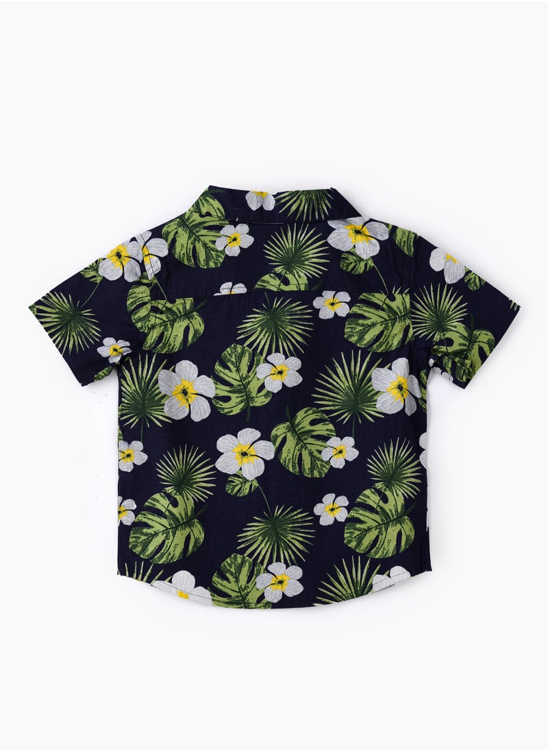 Boys Woven Cotton Hawaiian Floral Shirt