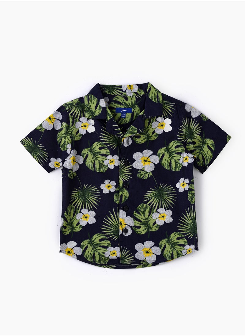 Boys Woven Cotton Hawaiian Floral Shirt