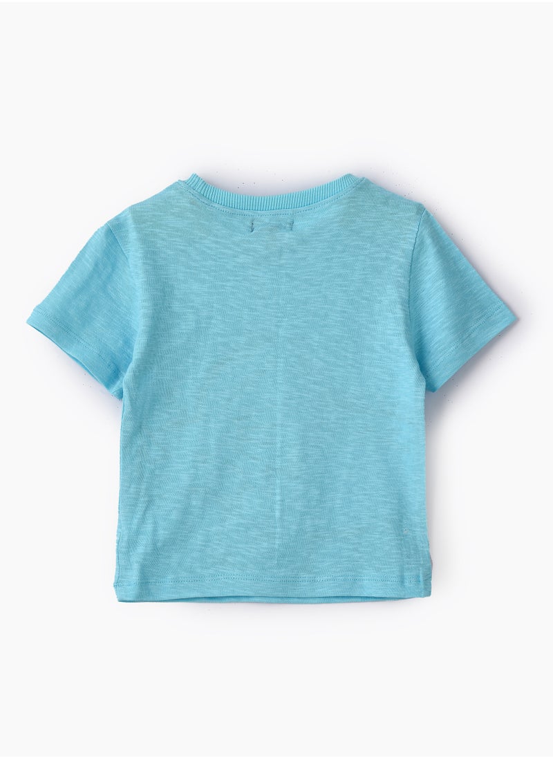 Boys Knit Cotton Dinosaur Print T-Shirt