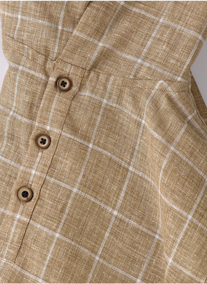 Boys Woven Cotton Hooded Checkered Shirt