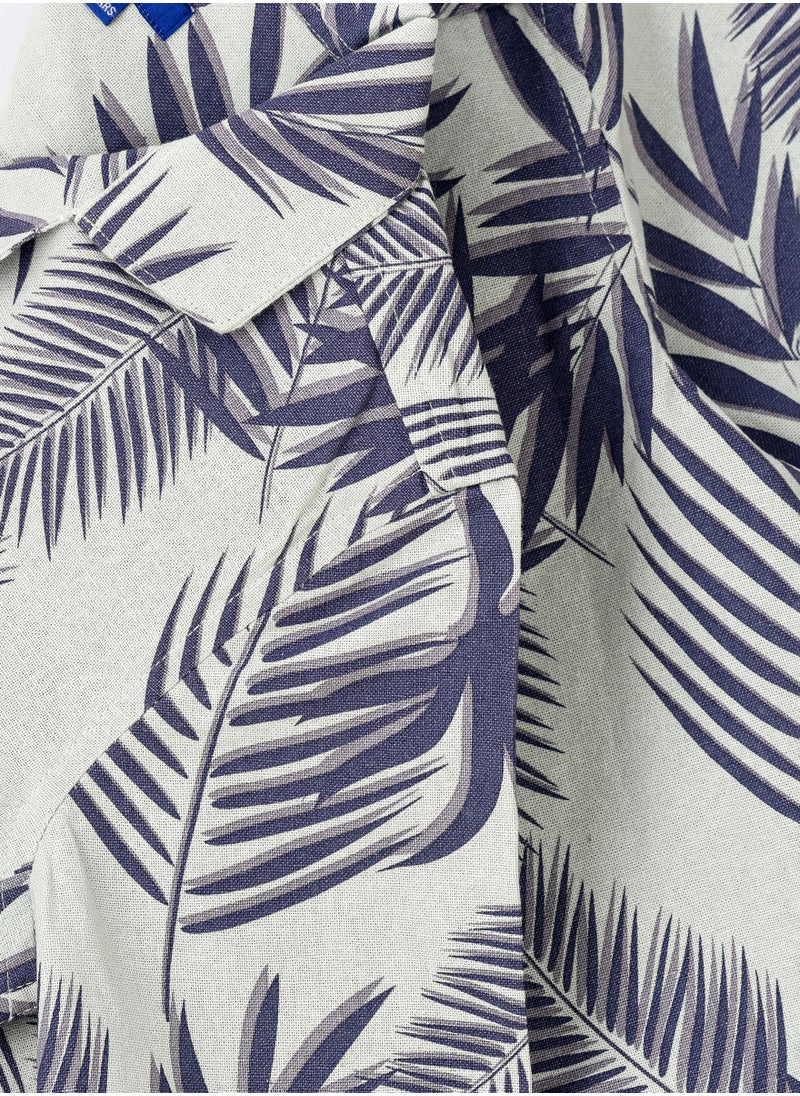 Boys Woven Cotton Tropical Leaf Print Shirt