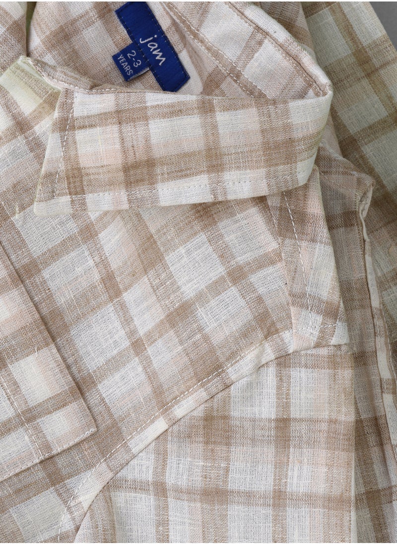 Boys Woven Cotton Checkered Shirt