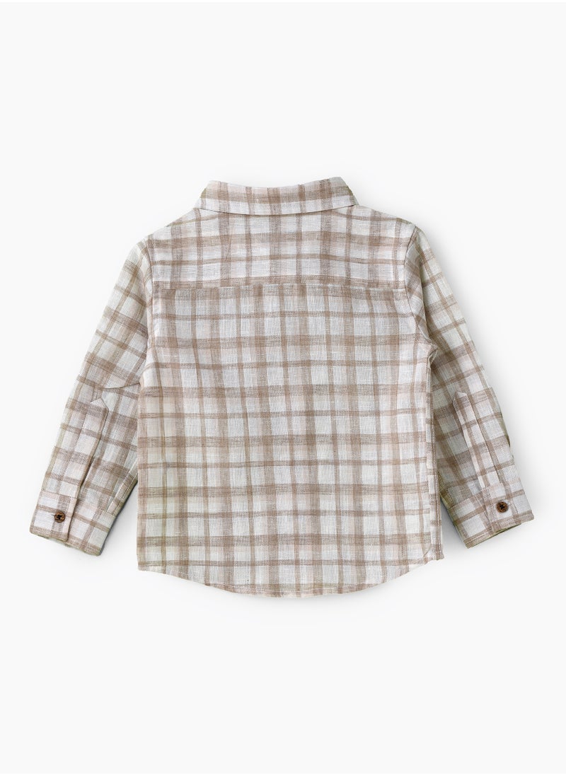 Boys Woven Cotton Checkered Shirt