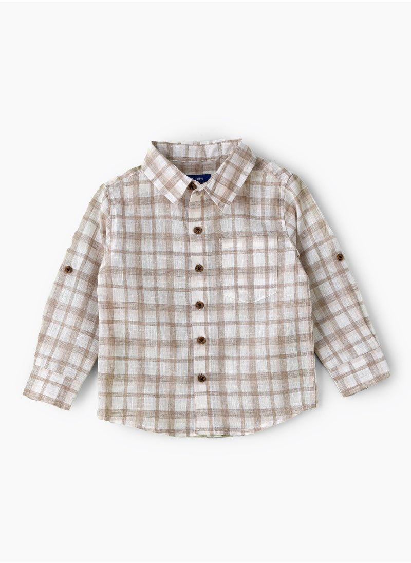Boys Woven Cotton Checkered Shirt