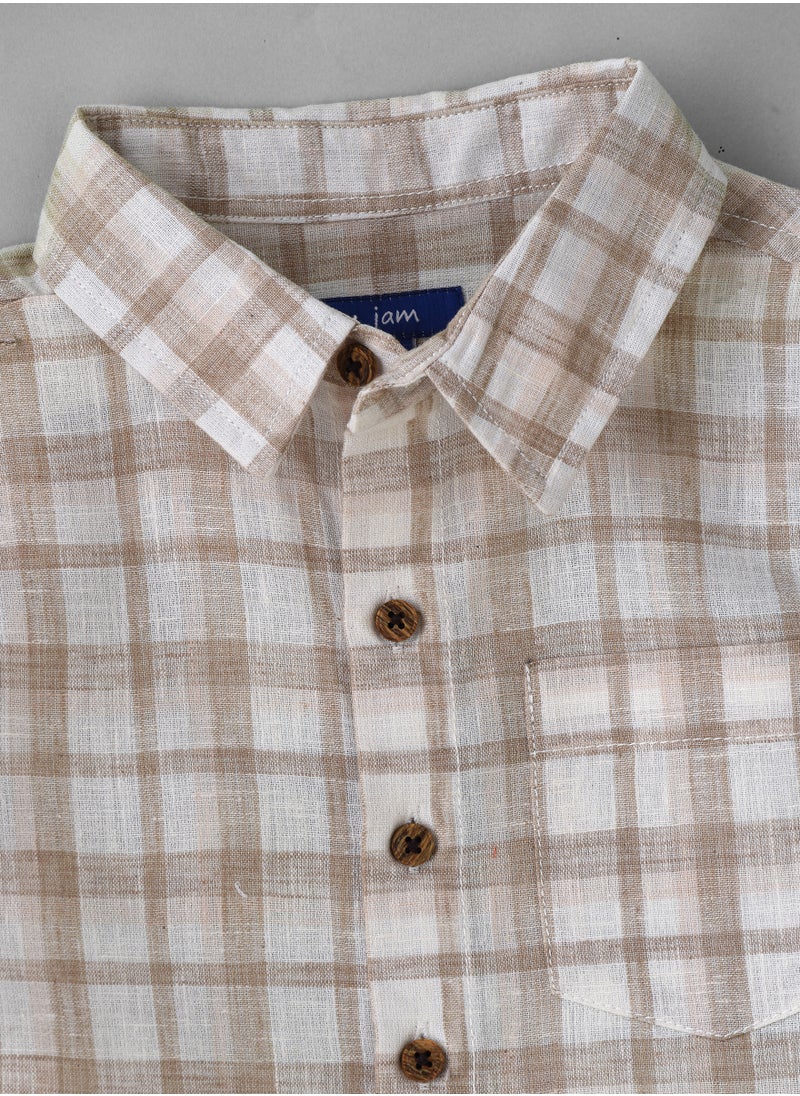 Boys Woven Cotton Checkered Shirt