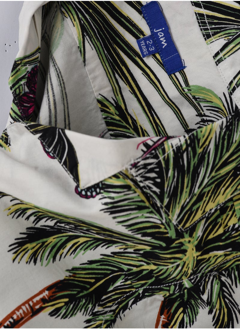 Boys Woven Cotton Tropical Butterfly Shirt