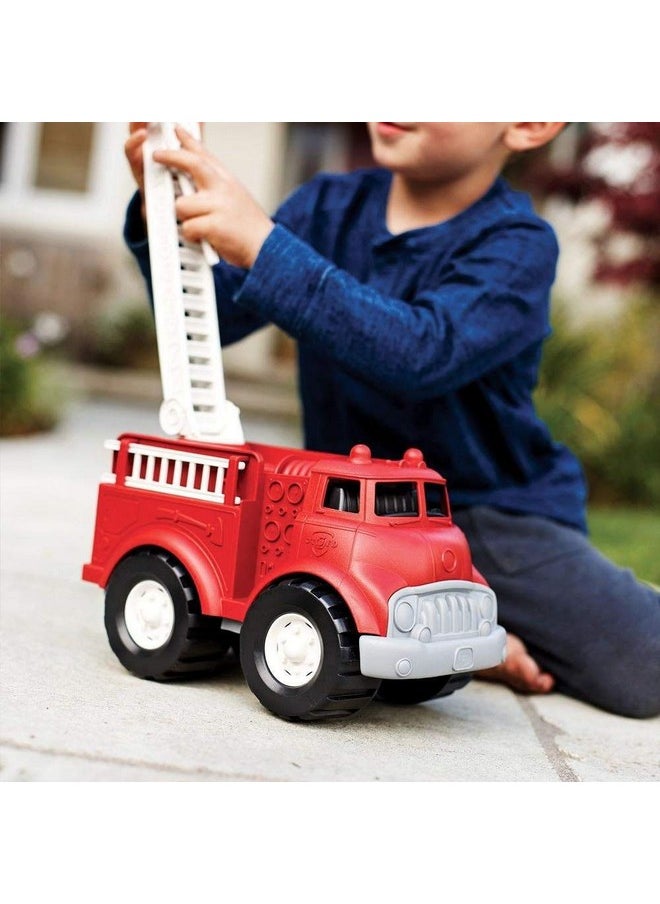 Green Toys Fire Truck - BPA , Phthalates Free Imaginative Play Toy for Improving Fine , Gross Motor Skills. for Kids,Red