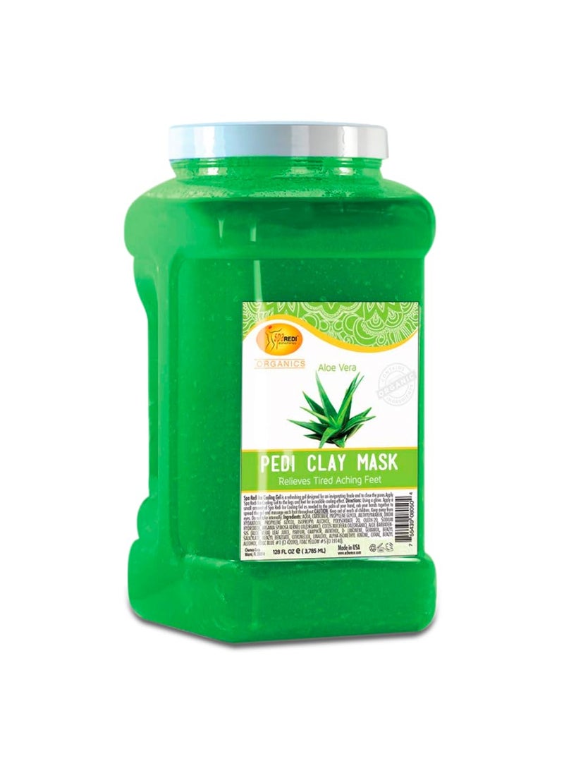 SPA REDI - Clay Mask, Aloe Vera, 128 Oz - Pedicure and Body Deep Cleansing, Skin Pore Purifying, Detoxifying and Hydrating - Natural Bentonite Clay, Infused with, Amino Acids