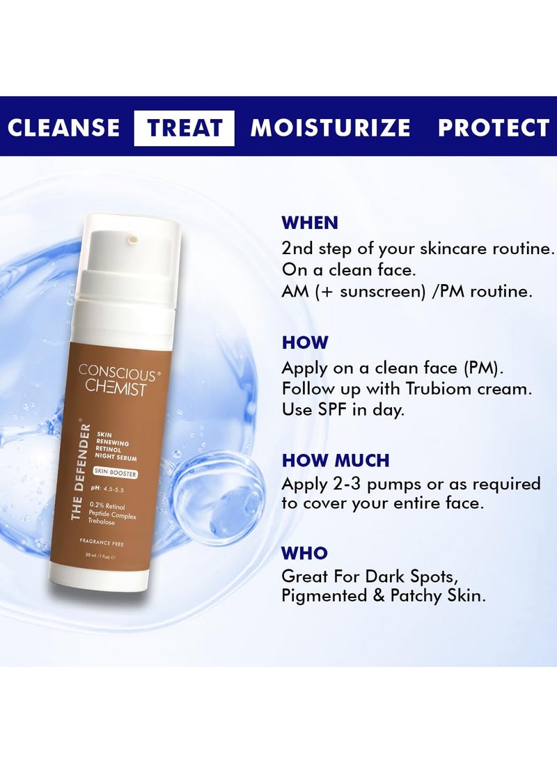 0.2% Retinol Serum for Face | 30ml | Multi Peptide Anti Aging Serum, Reduces Fine Lines & Wrinkles, For Men & Women, Probiotics & Cica Water - The Defender