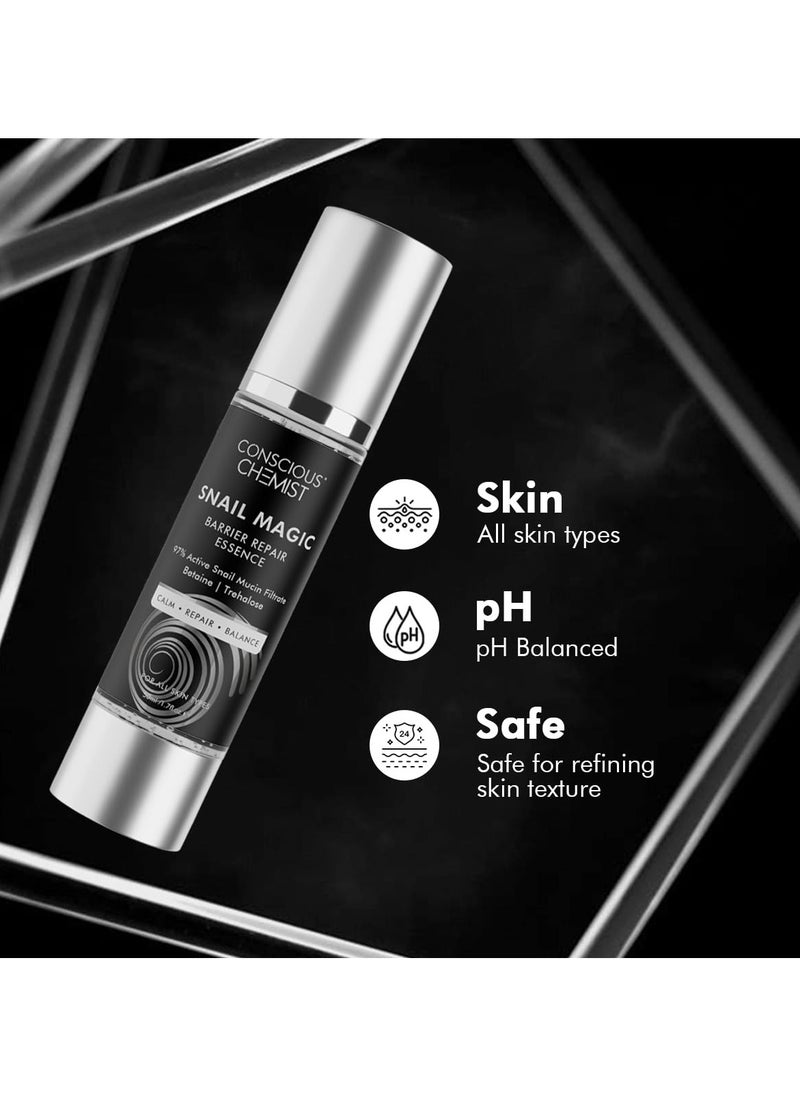 Snail Mucin Serum | 50ml | Barrier Repair Essence for Face, 97% Active Snail Mucin Filtrate, Betaine & Trehalose, For Dryness, Damaged Skin, Face Serum for Men & Women - Snail Magic