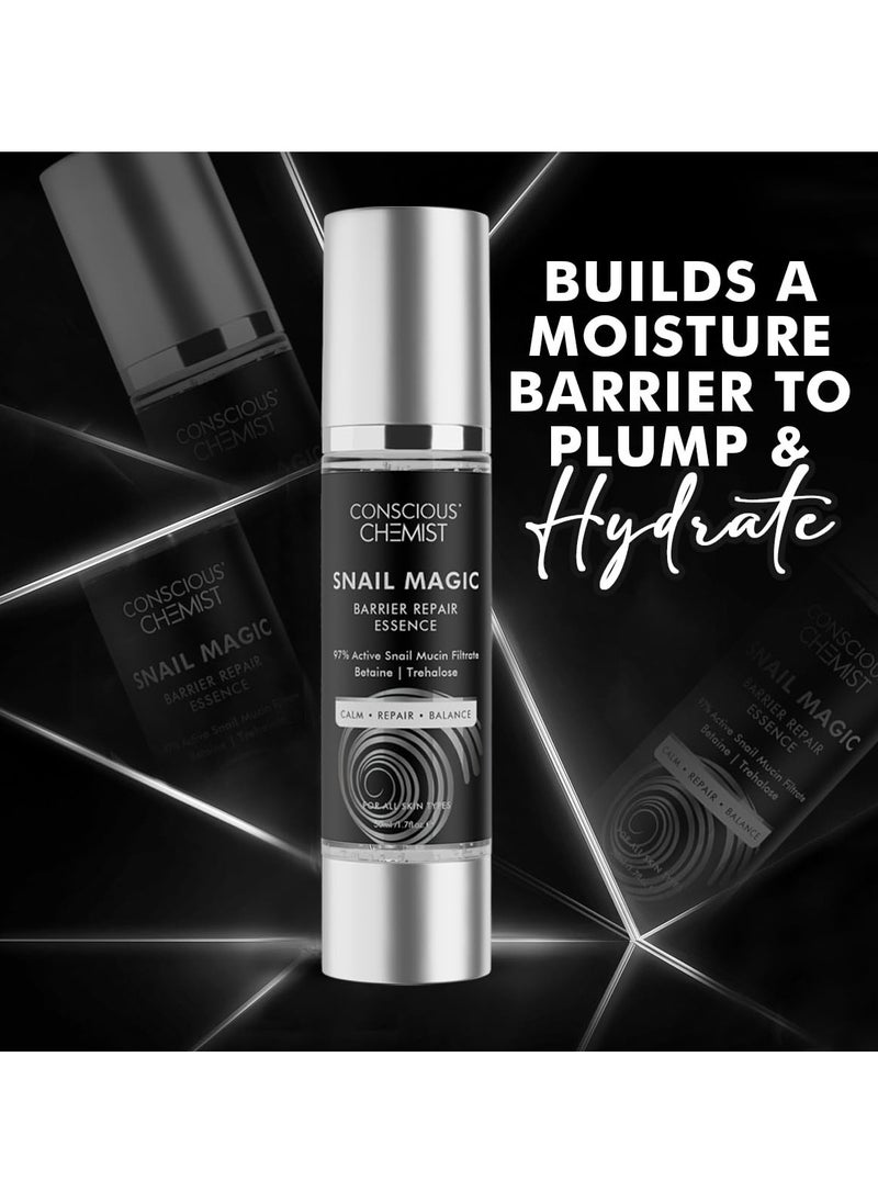 Snail Mucin Serum | 50ml | Barrier Repair Essence for Face, 97% Active Snail Mucin Filtrate, Betaine & Trehalose, For Dryness, Damaged Skin, Face Serum for Men & Women - Snail Magic