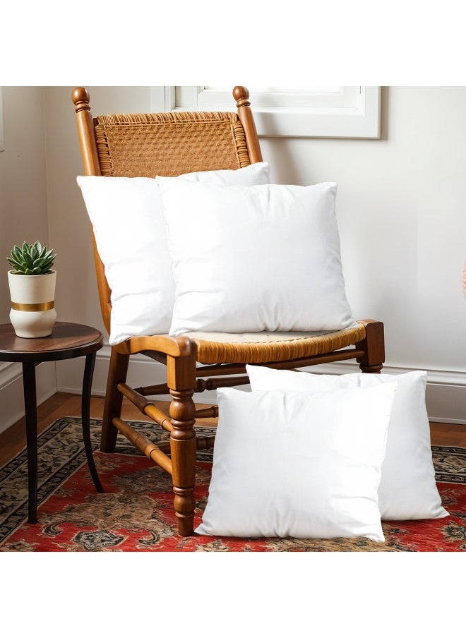 Bedding Throw Pillows Insert Cushion Filler Outer Cover Microfiber Filling 350 Grams Ultra Soft Fiber Size 40X40Cm , 16X16Inch Cushion Inserts Home Decor White (Pack Of 4)