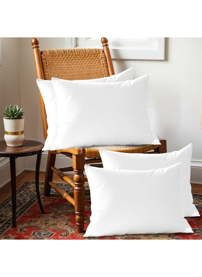 Bedding Throw Pillows Insert Cushion Filler Outer Cover Non Woven Hollowfiber Filling 400 Gm Ultra Soft Fiber Size 30X50Cm , 12X20Inch Cushion Inserts Home Decor White (Pack Of 4)