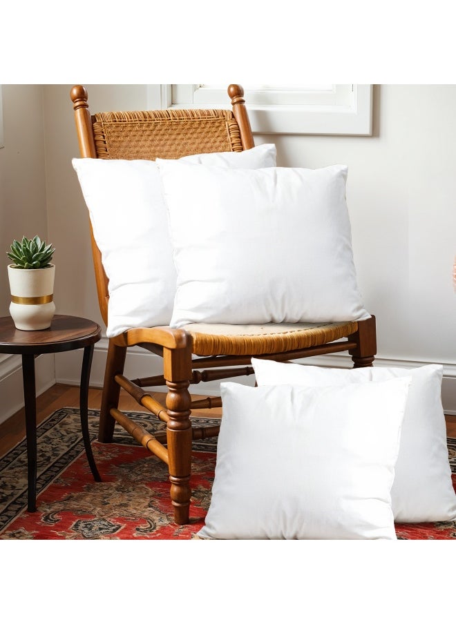 Bedding Throw Pillows Insert Cushion Filler Outer Cover Microfiber Filling 500 Grams Ultra Soft Fiber Size 50X50Cm , 20X20Inch Cushion Inserts Home Decor White (Pack Of 4)