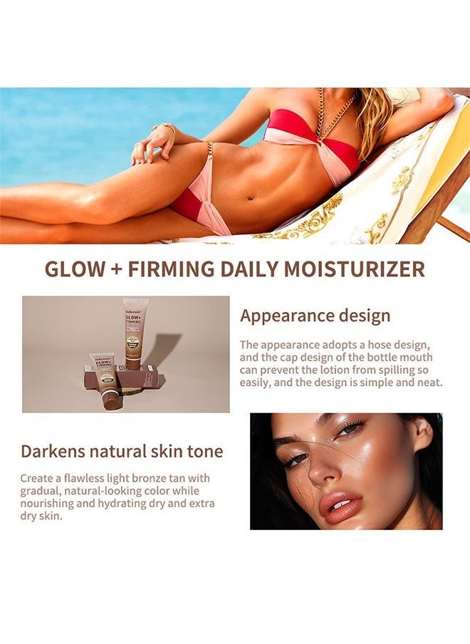 Glow+ Firming Daily Moisturizer， Natural Light Bronze Sunless Tanner Moisturizing Hydrating Nourishing Glow Tanner Fair to Medium Skin Tones Tanning Cream Moisturizer 100ml