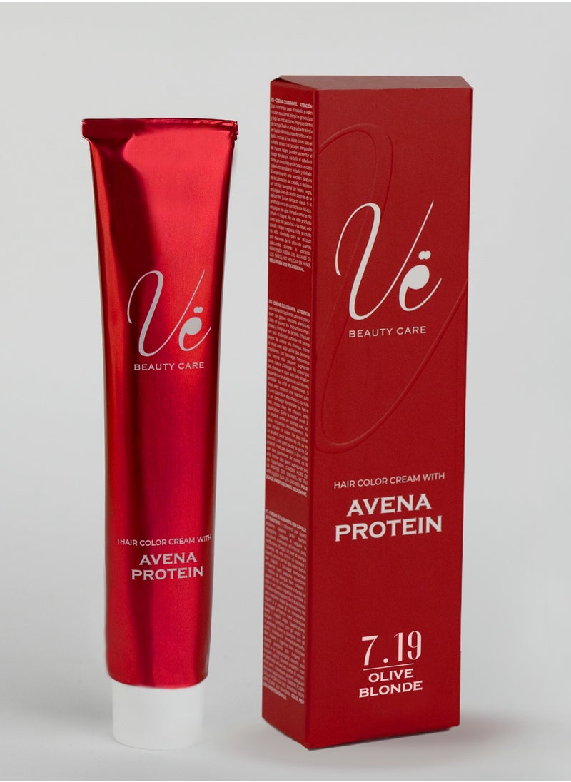 Ve Beauty Care Hair Dye 7.19 Olive Blonde – Nourishing Hair Color with Avena Protein, 100ml
