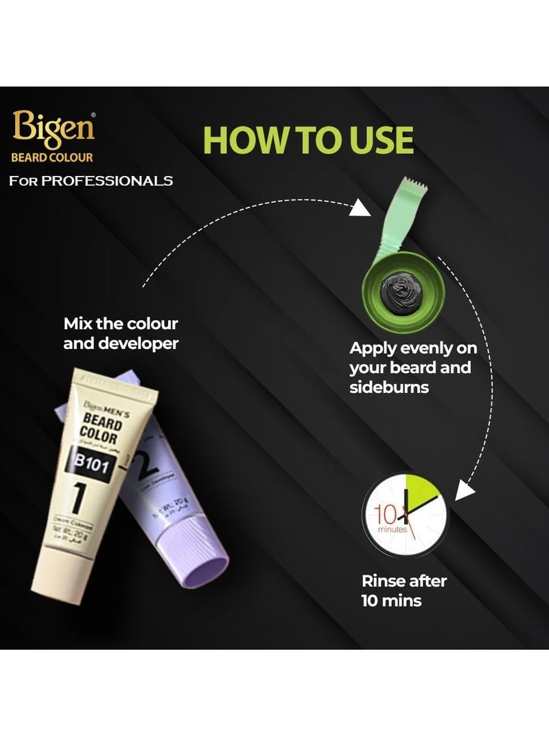 Bigen Professional Beard colour B102 Brown Black| Leaves no Stains, 40g+40g