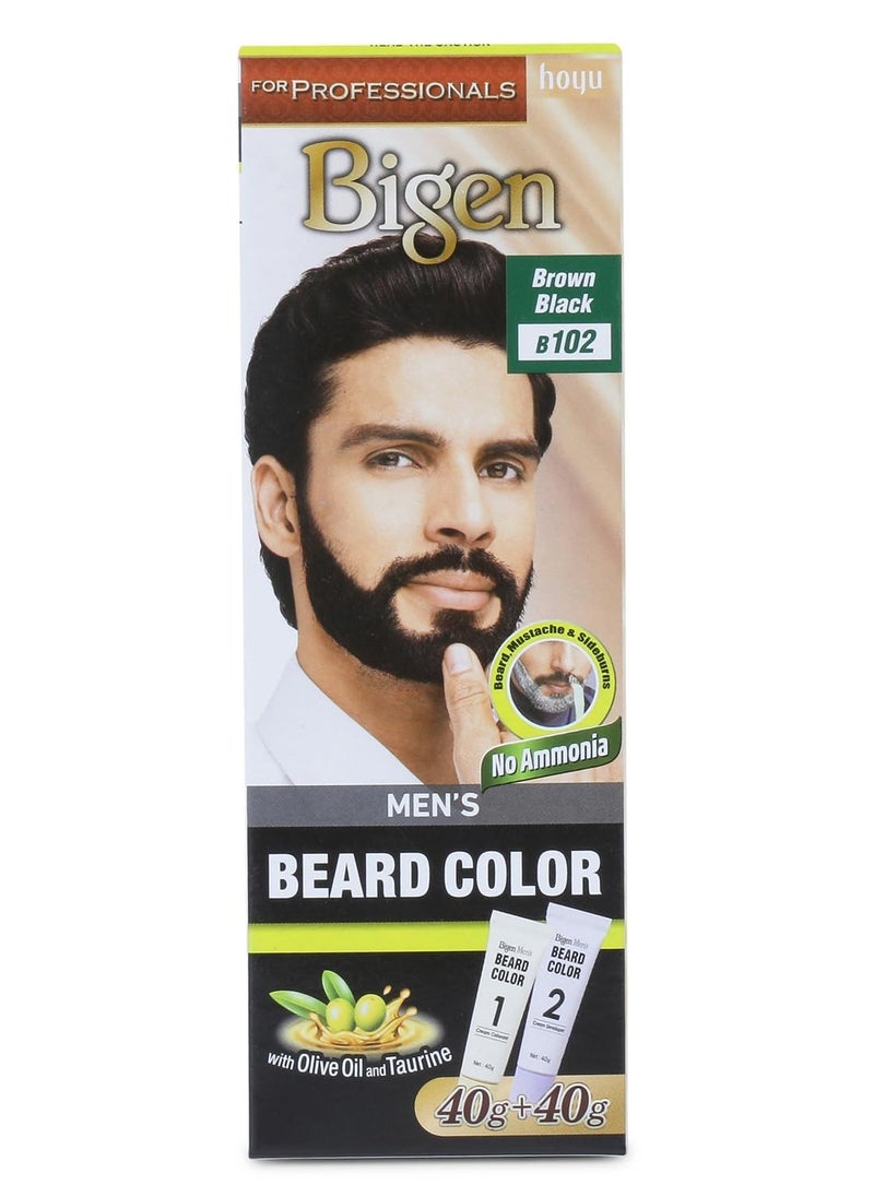 Bigen Professional Beard colour B102 Brown Black| Leaves no Stains, 40g+40g
