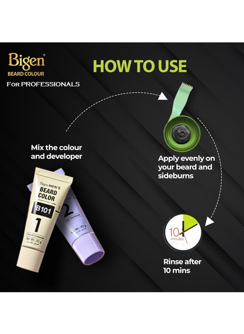 Bigen Professional Beard colour B102 Brown Black| Leaves no Stains, 40g+40g