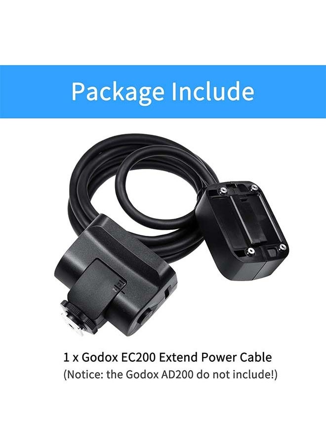 Godox EC200 Extension Flash Head 200W for Godox AD200/ AD200Pro Pocket Flash, 2M Extend Power Cable, Works with AD200/ AD200Pro Bare Bulbs Head and Speedlite Head