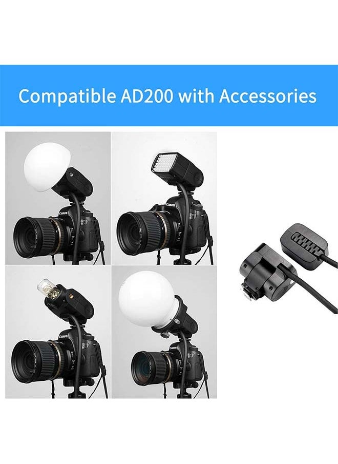 Godox EC200 Extension Flash Head 200W for Godox AD200/ AD200Pro Pocket Flash, 2M Extend Power Cable, Works with AD200/ AD200Pro Bare Bulbs Head and Speedlite Head